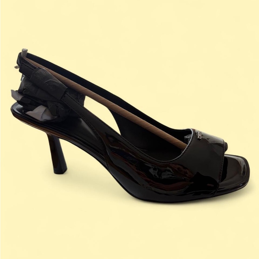 Black Patent Leather Slingback Heels